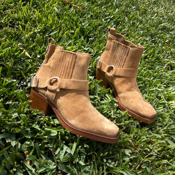 SAM EDELMAN Bellamie suede Leather Studded Harness Chelsea Moto boot size 6 $200 - Picture 13 of 15